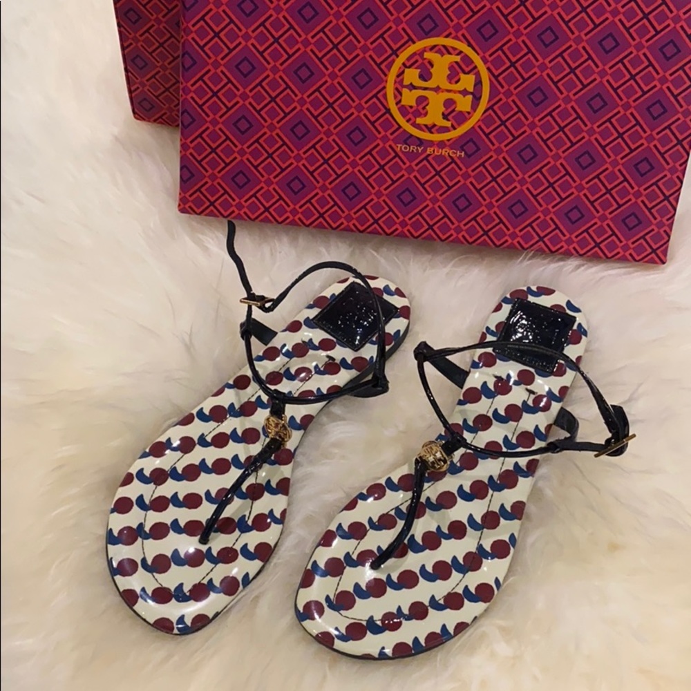 Cherry canvas Tory Burch sandal- worn ONCE.